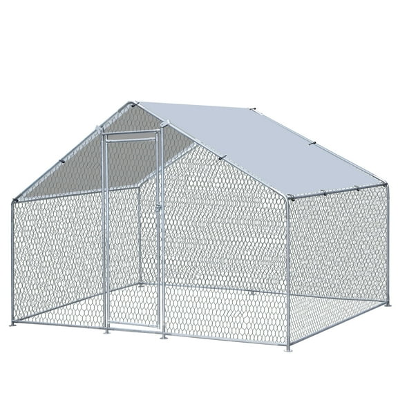 ZENY Chicken Coop Large Metal Chicken Run for 6-10 Chickens Poultry Cage with Waterproof Cover