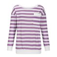 thumbnail image 6 of hotojiny Womens Sweatshirt Casual Long Sleeve Lightweight Round Neck Sweatshirts Loose Stripe Pullover Tops with Pocket, 6 of 7
