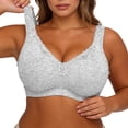 thumbnail image 3 of Women's Lace Bras,Plus Size Wireless Full Cup Wide Shoulder Straps Comfort Support No‑Underwire Bra for Bedtime Loungewear, 3 of 6