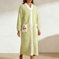 thumbnail image 2 of Plush Robe for Women Long Length Fleece Cozy Button Up Bathrobes Color Light Green Size XXL, 2 of 4
