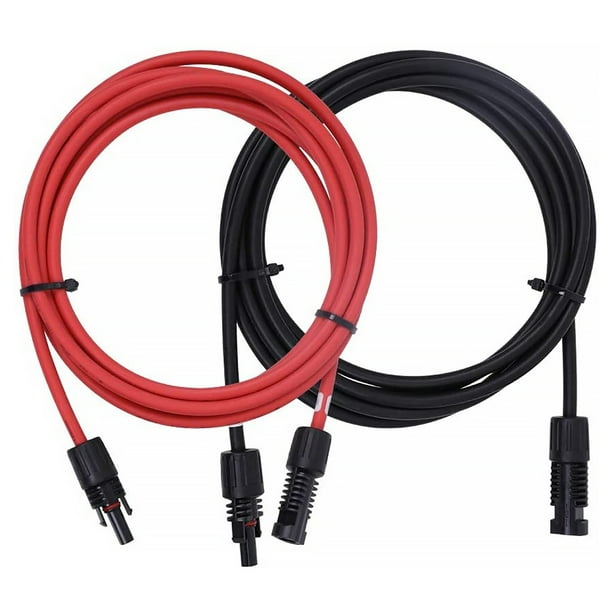 Seitruly Extensor de Cable de extensión a prueba de polvo para Panel Solar, 2 piezas, 10AWG/6mm², accesorio de alambre de cobre aislante de doble capa Electrónica miscelánea 4.5 millones