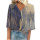 thumbnail image 2 of ICHUANYI Clearance Women's Fashion Printed T-shirt 3/4 Sleeves Blouse V-Neck Casual Tops(Purple, L) ICHUANYI WER2023081202722, 2 of 5