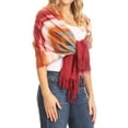 thumbnail image 4 of Sakkas Martinna Women's Winter Warm Super Soft and Light Pattern Shawl Scarf Wrap - Red / Multi - One Size Regular, 4 of 7