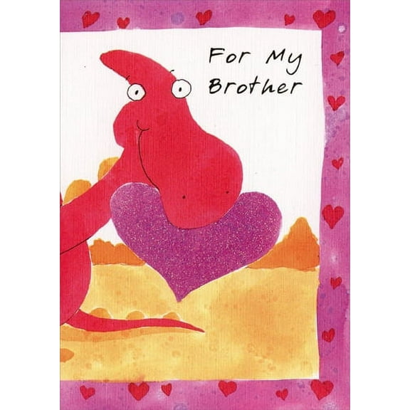 Freedom Greetings Dinosaur Holding Heart: Brother Valentine's Day Card