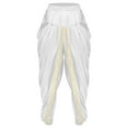 thumbnail image 3 of inhzoy Mens Satin Harem Pants Casual Elastic Waist Dhoti Pants Baggy Boho Hippie Wedding Party Kurta White 3XL, 3 of 5