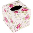 thumbnail image 1 of Funda de servilleta de cuero PU duradera para dormitorio o coche Caja de pañuelos cuadrada Color: Flores pastorales, Tamaño: 13,8 x 13,8 x 13 cm, 1 of 5