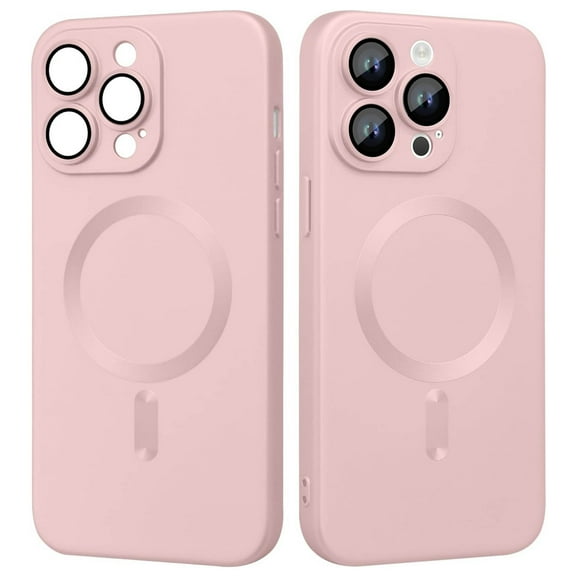 ELEHOLD Soft Shockproof Case for iPhone 15 Pro Max 6.7",Camera Lens Protector MagSafe Compatible Anti-Fingerprint Anti-Scratch Protective Shell iPhone 15 Pro Max Silicone Cover,Pink