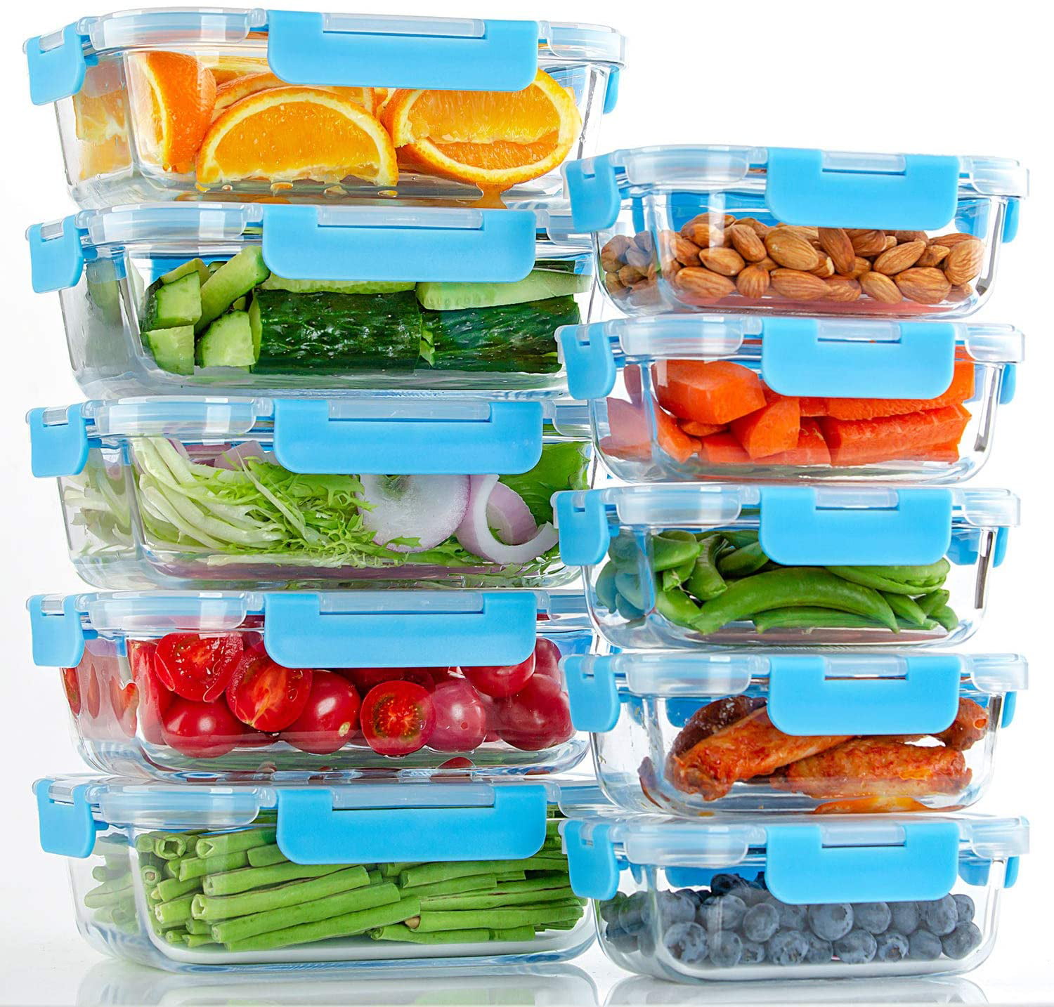UMEIED 10-PACK Glass Food Storage Containers Set with Airtight Lids, for  Meal Prep, Lunch and Portion Control, Microwave, Oven, Freezer and Dishwasher  Safe (Grey Blue) - Yahoo Shopping