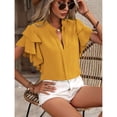 thumbnail image 3 of Yesfashion Womens Tops Dressy Casual 3/4 Tiered Bell Sleeve Blouses Double Layered Chiffon Work Tunic Shirts, 3 of 5