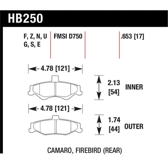 Hawk 1998-2002 Chevrolet Camaro SS 5.7 HPS 5.0 Rear Brake Pads