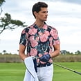 thumbnail image 6 of Balery Rose Flowers Printed Men’s Short Sleeve Polo Shirt, Midweight Men's Shirt,Golf Polo shirts -Large, 6 of 9