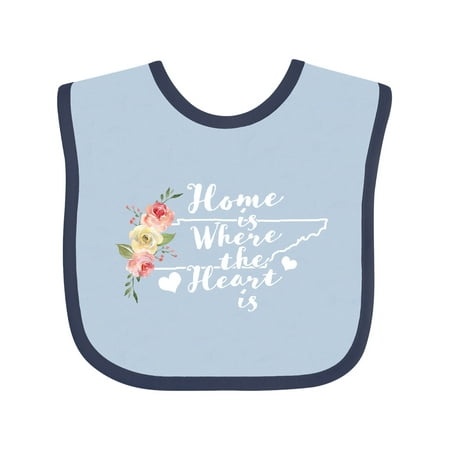 

Inktastic Tennessee Home is Where The Heart is with Watercolor Floral Gift Baby Girl Bib