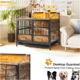 thumbnail image 4 of JERFIT Modern Wooden Dog Crate Furniture with Storage, Double Door Pet Kennel House with RGB Lights & Pull-Out Tray for Large Medium Dogs, Black Brown, 4 of 10