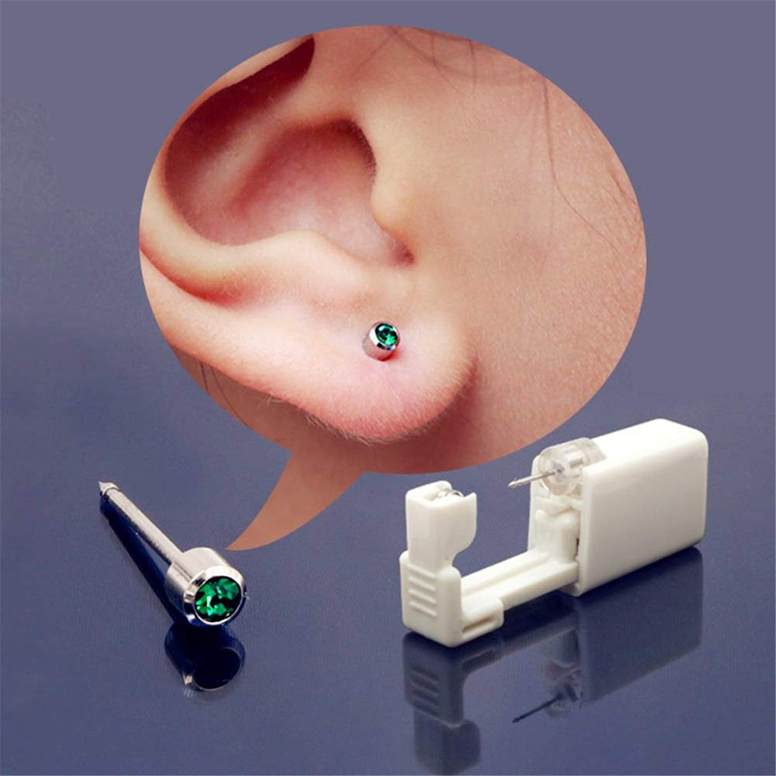 CHOII 6 Pack Self Ear Piercing Gun Earring Disposable Piercing Kit No Pain Easy Use Ear Piercing Gun Kit Tool with Stud at Home Self Ear Piercer Kit (White)