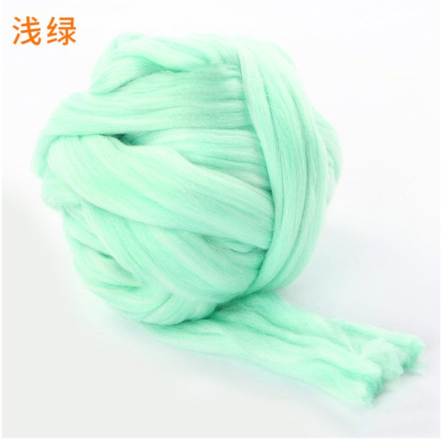 Xiao Hua Hilo de lana merino de 2,2 lb para hilar | Hilo jumbo suave y grueso para tejer a mano, mantas, núcleo de fieltrado, relleno cardado, verde claro