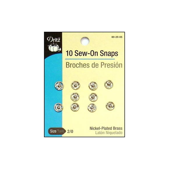 Dritz Sew on Snaps Size 2/0 Nickel 10pc
