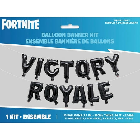 Fortnite Victory Royale Foil Letter Balloon Banner (Air-Fill Only) - Party Supplies Decorations