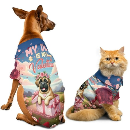 My Dog Is My Valentine Cute Mastiff in Gift Box Hawaiian Summer Shirt for Small Medium Large Dog Cat Mastiffs Dog Lover Gifts Idea - 03006