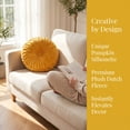 thumbnail image 5 of 1-Pack Round Velvet Pleated Throw Pillow – Decorative Pumpkin Boho Accent Cushion for Couch, Sofa, Chair & Home Decor (Yellow), 5 of 8