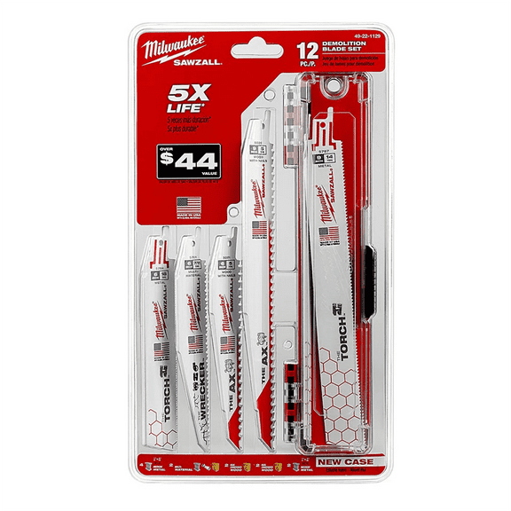 Milwaukee 49-22-1129 12 Piece SAWZALL Demolition Blade Set