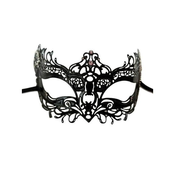 Pretty Kitty Masquerade Mardi Gras Crystal and Metal Filigree