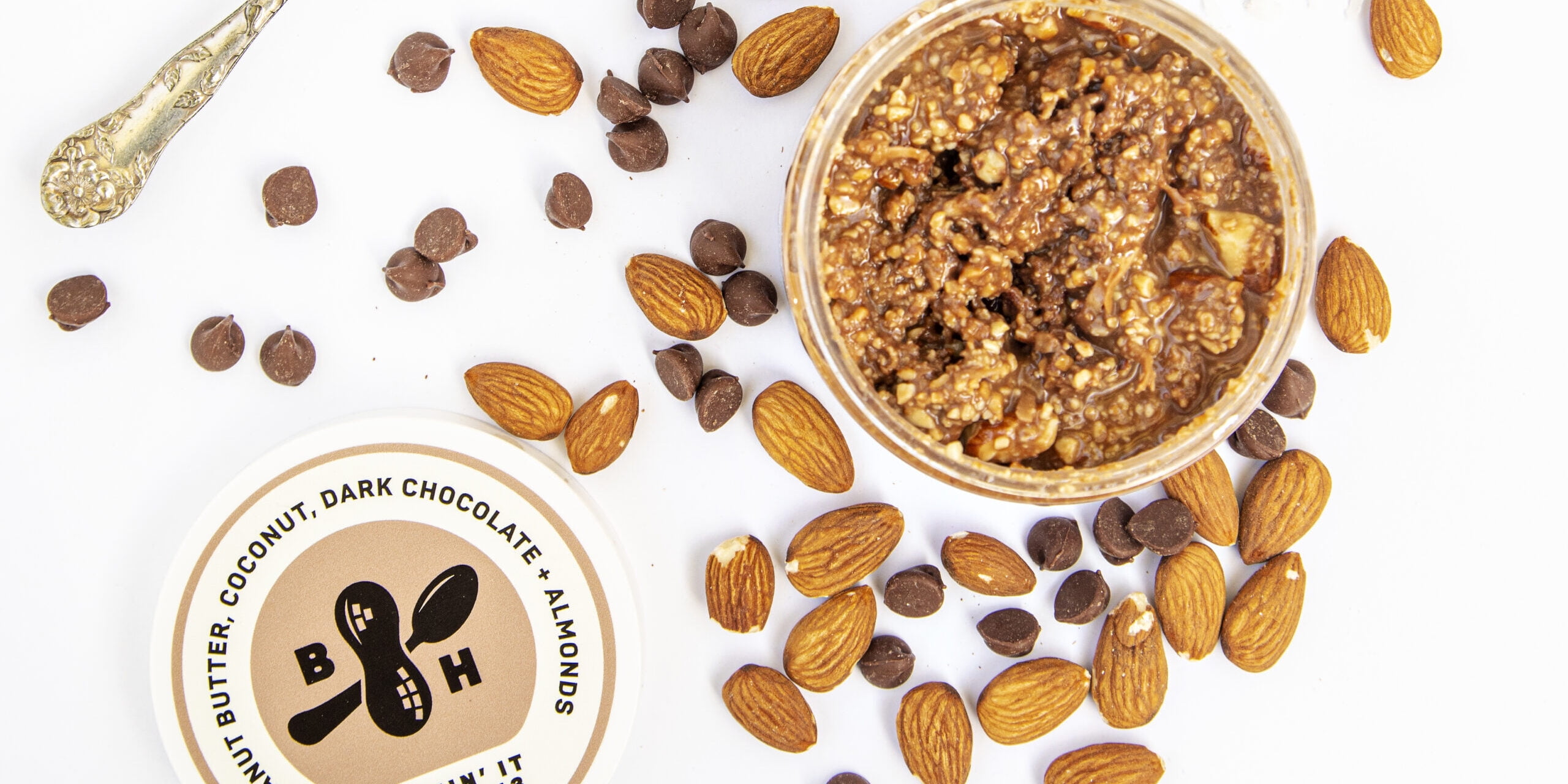 (2 pack) B Happy Peanut Butter, All Natural, Don't Worry - Coconut, Dark Chocolate, Almonds 12 oz.