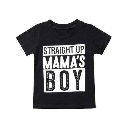 

Toddler Kids Baby Boy Girl Outfits Letter Print Mamas Boy Shirt Short Sleeve Round Neck Summer Outfits Tee Top