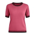 thumbnail image 4 of DHFJKG Womens Short Sleeve T Shirts Color Block Striped Summer Crew Neck Loose Basic Top Casual Daily Wear Versatile Tops, 4 of 4