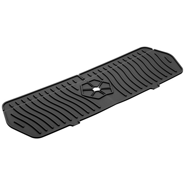 Protector de Salpicaduras de Cocina, 17.7" x 5.8" Tapete de Silicona para Grifo, Atrapa Agua de Baño, Cocina de Granja y Caravana en Color Negro