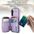 thumbnail image 6 of Compatible with Samsung Galaxy A36 5G Wallet Phone Case Tempered Glass Screen Protector Wrist Crossbody Strap Stand Credit Card Holder RFID Slot Cell Cover for A36 36A LTE SM-A366U Women Girls Purple, 6 of 9