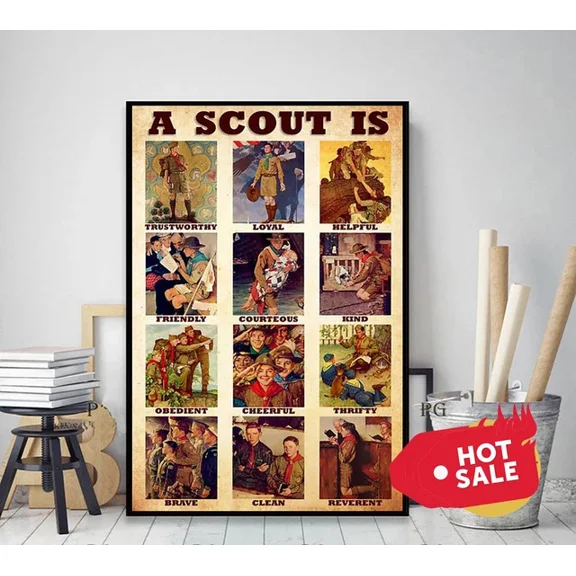 A Scout Law NO FRAMED POSTER Home Decor, Vintage Art Print, Haging Poster, Cute Birthday Gift, Wall Art