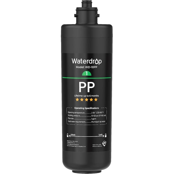Waterdrop WD-10PP Under Sink Water Filter, Replacement TSA & TSB 3-Stage Under Sink Water Filter System
