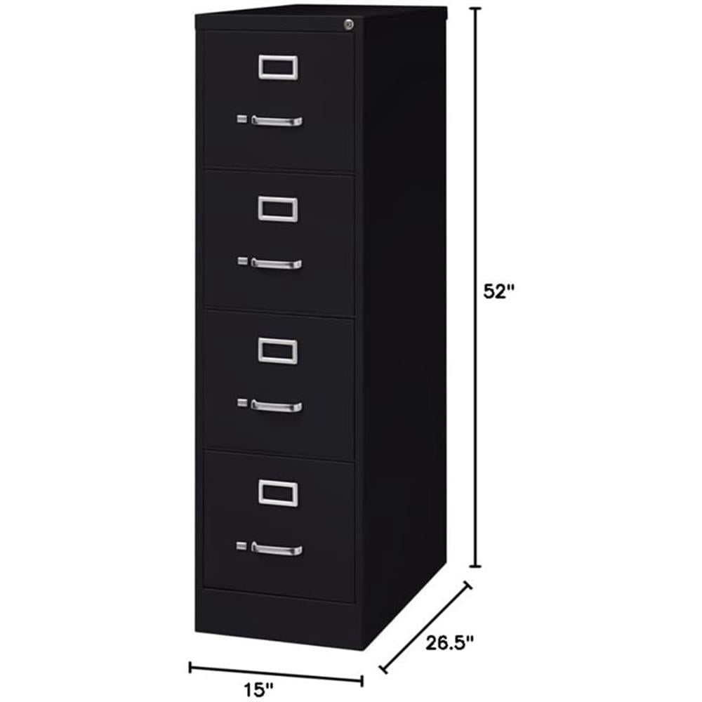 Scranton & Co 26.5"D Metal 4-Drawer Letter Width Vertical Filing Cabinet Black