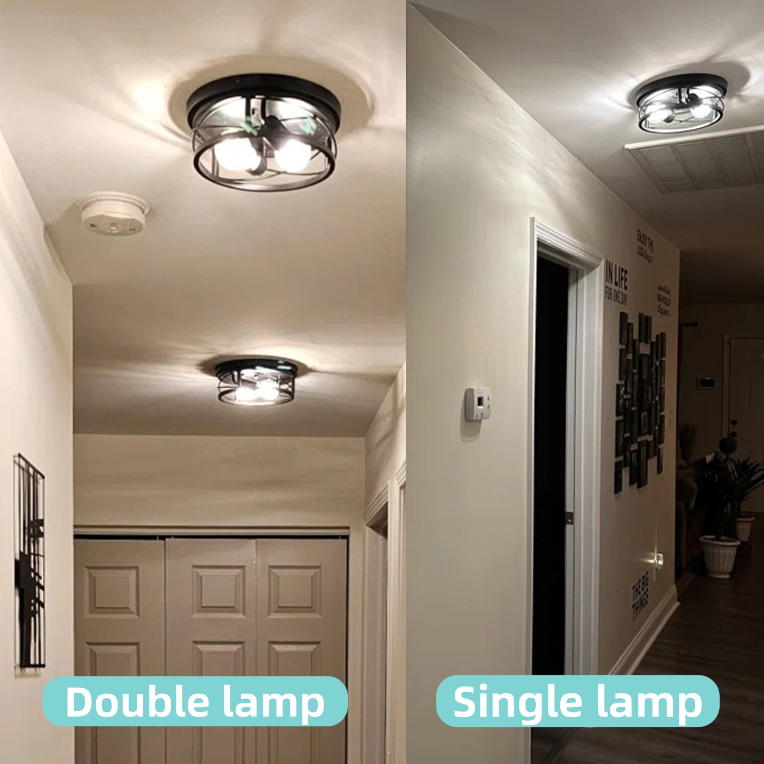 2 Pack Farmhouse Flush Mount Ceiling Light Ceiling Light Fixtures Industrial Flush Mount Ceiling Light for Hallway, Kitchen, Foyer, Bedroom Living Room Laundry
