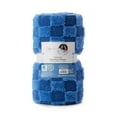 thumbnail image 4 of Mainstays By Becky G. & Alejandra Blue Checkered Faux Fur Throw, 50" X 60", Child/Adult, 4 of 7