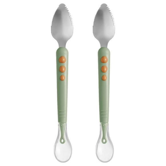 2pcs Fruit Puree Spoon Double-ended Baby Food Spoon Baby Silicone Feeding Spoons