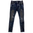 thumbnail image 4 of En Noir Men's Paint Splatter Rip & Repair Distressed Skinny Fit Denim Jeans (30, Dark Indigo), 4 of 8