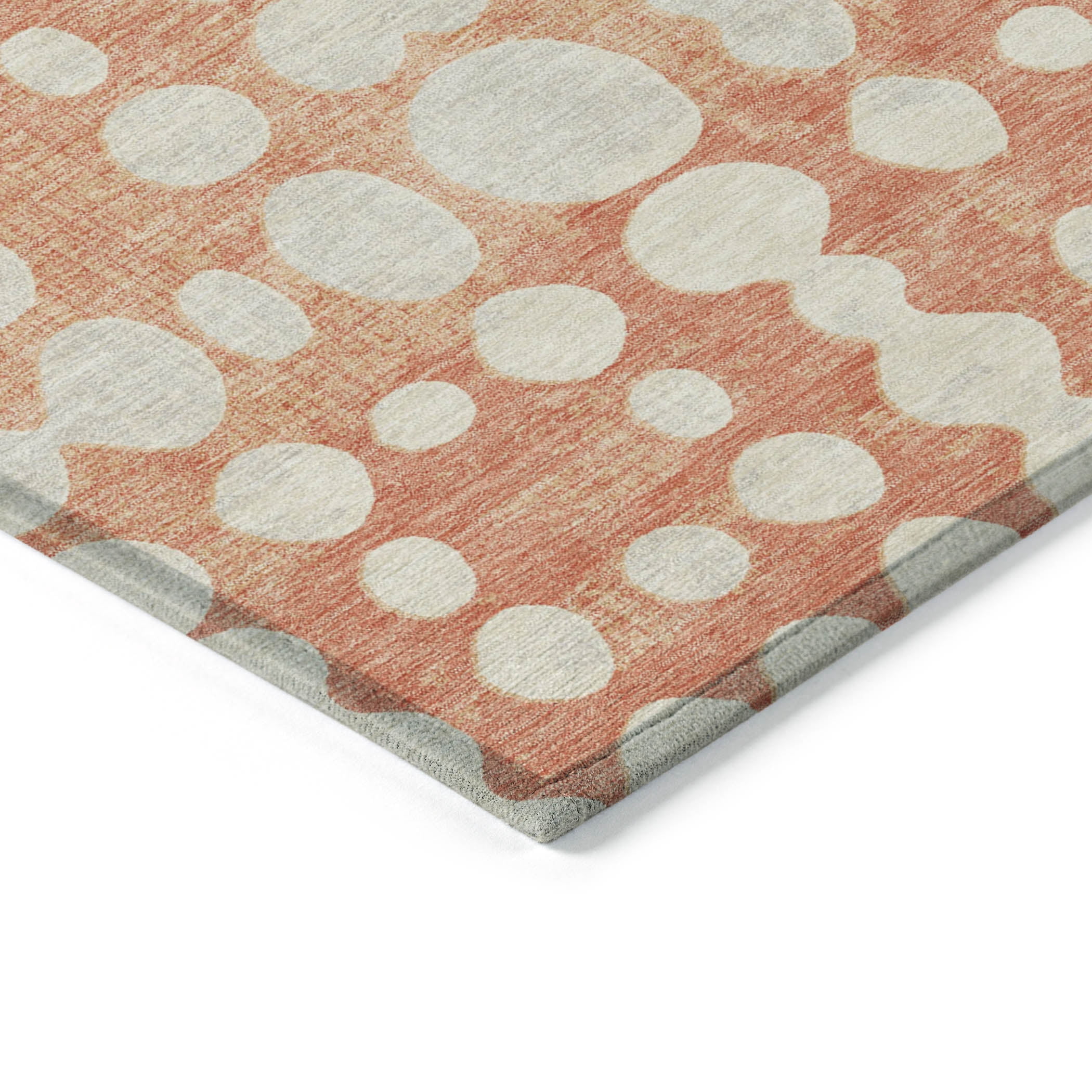Addison Rugs Chantille Indoor/Outdoor Transitional Circles Coral Washable Rectangle Rug, 3' x 5'