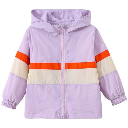 Kogui Toddler Jackets for Girls Kids Rain Jacket Lightweight Raincoat Hooded Outdoor Waterproof Windbreaker for Boys Girls Size 3T 4T (Purple 3-4 Years)