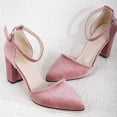 thumbnail image 2 of YDN Women's Closed Pointed Toe Pumps Strap Buckle Block High Heel D'Orsay Shoes Fancy Ballroom Outfit Size 13 Pink, 2 of 4