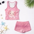 thumbnail image 4 of POLERO Swimsuits for Girls Tankini Boyshort Two Pieces with Removable Pads Axolotl Bling Print Swimming Set Quick Dry and Breathable Summer Beach, 4 of 7
