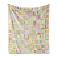 thumbnail image 1 of Pastel Soft Flannel Fleece Throw Blanket, Retro Pattern Polka Dots Overlapping Ring Shapes Squares Colorful Funky Print, Cozy Plush for Indoor and Outdoor Use, 70" x 90", Multicolor, by Ambesonne, 1 of 6