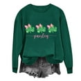 thumbnail image 2 of BLTIBY St. Patrick's Day Sweatshirt for Women Lucky Shamrock Printed Round Neck Long Sleeve Irish Shirt Ireland Fashion Pullover Tops Green XS, 2 of 4