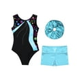 thumbnail image 3 of vastwit Kids Girls 3Pcs Sleeveless Gymnastics Ballet Leotard with Shorts Headband Set Dance Workout Blue Green 4, 3 of 5