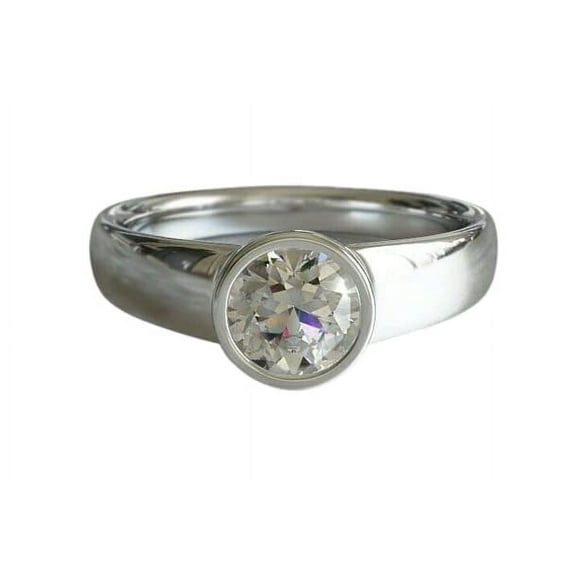 HeartsAndYou 0.6ct Round Cut Moissanite Engagement Ring for Women Bezel Set 18k White Gold Over Silver