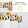 thumbnail image 3 of No Hook Shower Curtain with Snap in Liner, Summer Watercolor Sunflowers Waterproof Fabric Bathroom Curtain Mesh Top Window, Black and White Stripes Shower Curtains 36x72in, 3 of 9