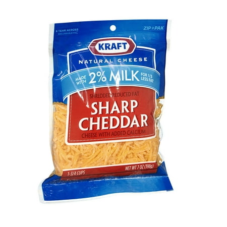 Kraft Shredded Reduced Fat Sharp Cheddar Cheese, 7.0 OZ ...