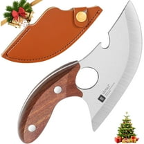 Visualz Small Ulu Knife 5-inch Rocker Knife, Full Tang Kitchen Utility Knives Handmade Alaskan Ulu Meat Knives with Sheath for Outdoor Camping BBQ Fishing Hiking Father's Day Christmas Gift Men Women