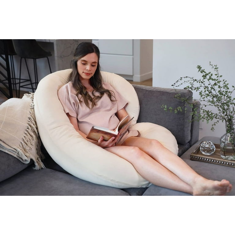 PharMeDoc Organic Cotton C-Shaped Pregnancy Pillow for Side