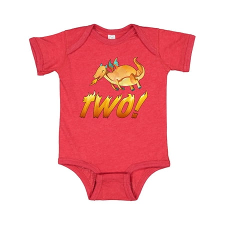 

Inktastic 2 Second Birthday Orange Dragon Breathing Fire Gift Baby Boy or Baby Girl Bodysuit